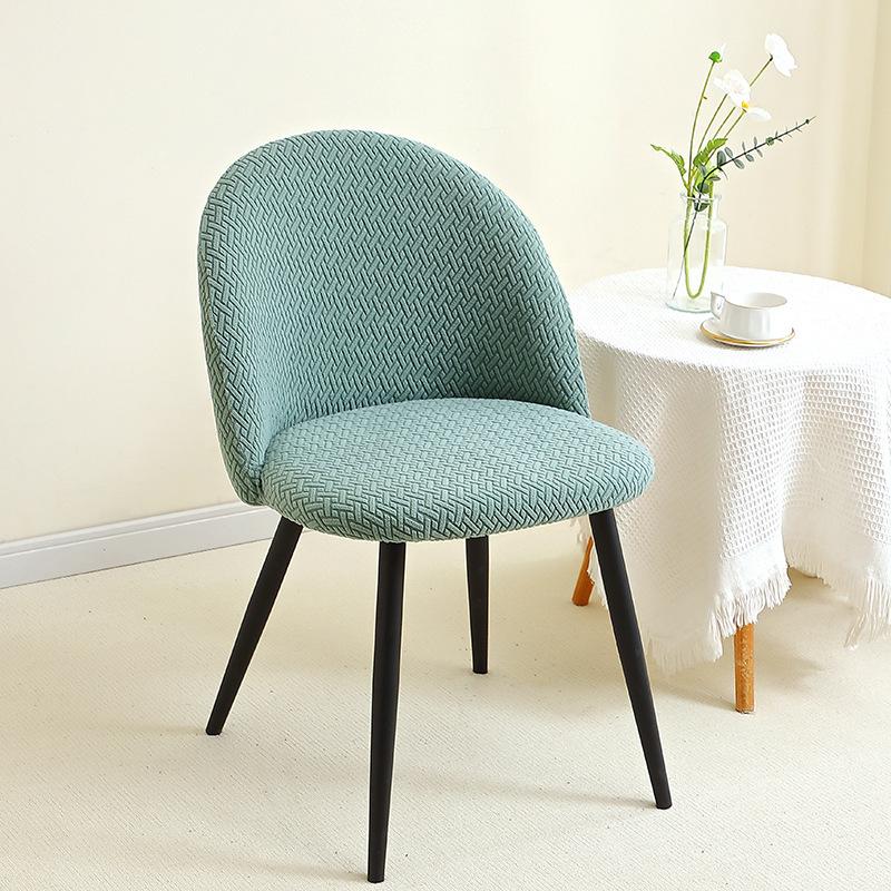 

1/4/6pcs Jacquard Duckbill Chair Cover Low Back Elastic Curved Chair Slipcover Solid Color for Dining Room Party Wedding Banquet 1PC