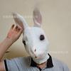 Realistic White Rabbit Latex Mask Full Head Rabbit Headgear Cute Animal Mask Halloween Party Masquerade