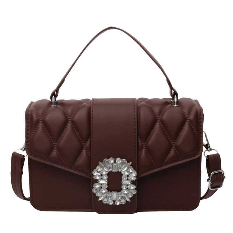 

Вишита нитка, яскравий діамант, декоративна сумочка, жіноча літня новинка 2024, модна маленька квадратна сумка на ланцюжку, універсальна сумка через плече темно-коричневого кольору