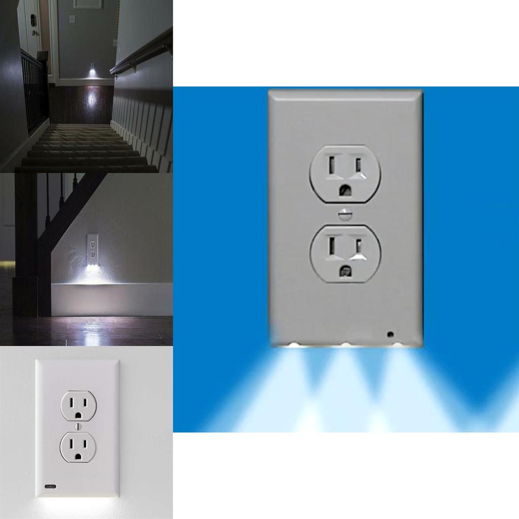 Versatile Wall Outlet Cover Socket Plate With Led Night Light Sensor For Safe Use