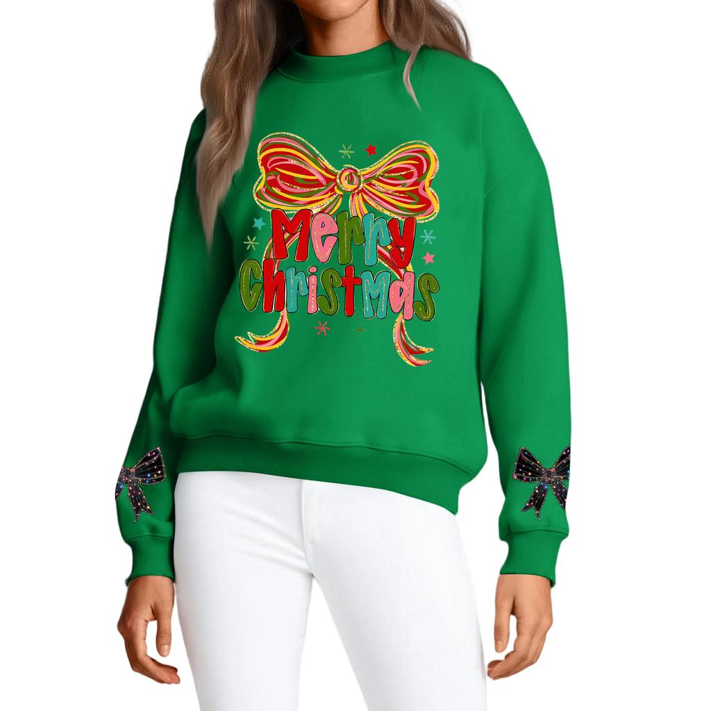 Women's Fashion Casual Round Neck Long Sleeve Christmas Printed Sweatshirt