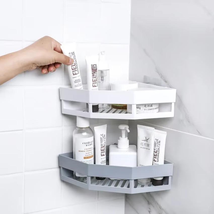 Triangle Bathroom Storage Rack No-drilling Corner Rack Bathroom Washstand Rack Traceless Wall Hanging