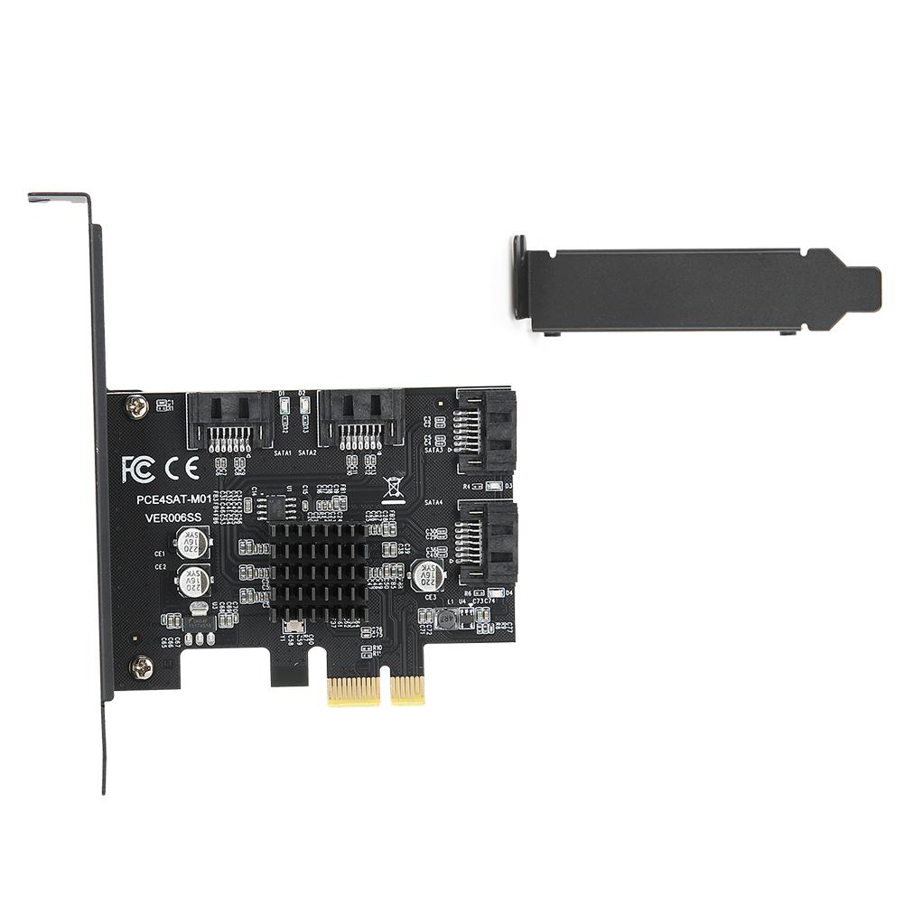 

SATA3.0 to PCI E Expansion Card Black ABS 4 Port 6G Adapter Hard Drive Card Support for PM