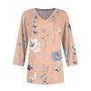 Women's V-neck Gradient Print Three-quarter Sleeve Fashion Top