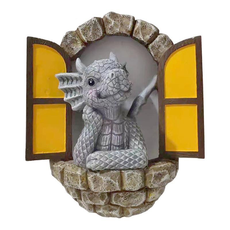 

Opening Garden Dragon Door Sculpture Outdoor Decor Courtyard Art Craft Gift Xmas