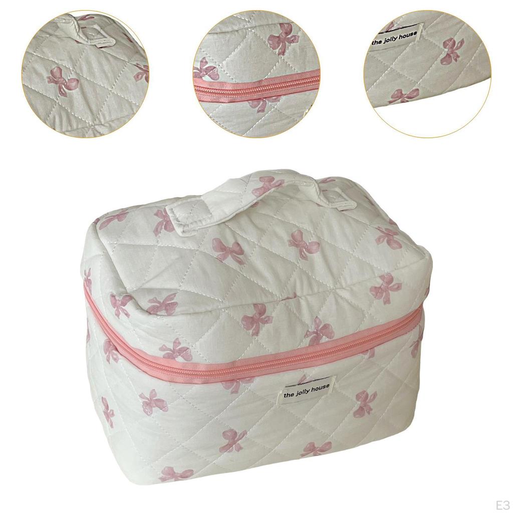 Søt sminkepose sløyfe kosmetisk bærbar multifunksjonell for kvinner jenter oppbevaring