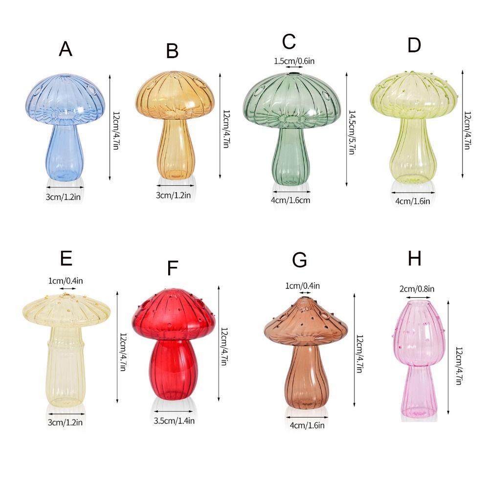 Home Decor Household Mushroom Shape Flower Bottle Aromatherapy Bottle Glass Vase Desktop Ornament