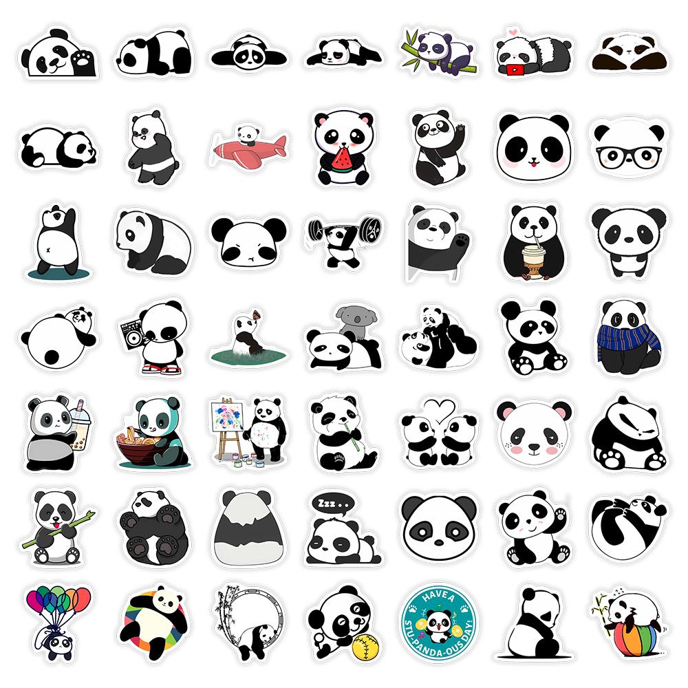 Cute Cartoon Panda Stickers Black White Diy Kids Toy Gift Decorative Decal For Phone Laptop Bottles Scrapbook Luggage Waterproof