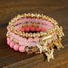 4pcs Set Bohemia Cute Pink Acrylic Beaded Crystal Butterfly Bracelet for Women Charm Multilayer Pearl Bangle Jewelry Accessories