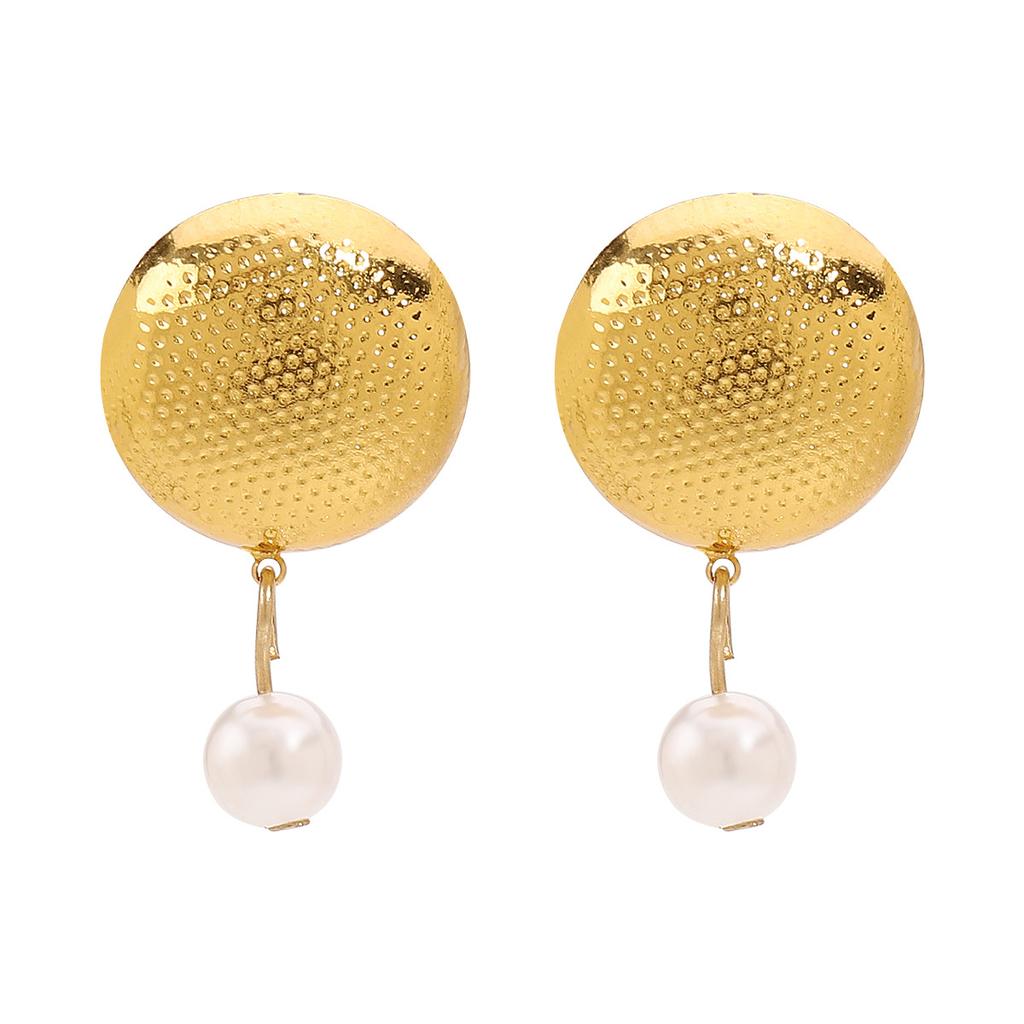 Europäischer und amerikanischer neuer Modestil ist geometrischer runder Ohrschmuck, Nischen-High-End-Imitationsperlenring-Halskette