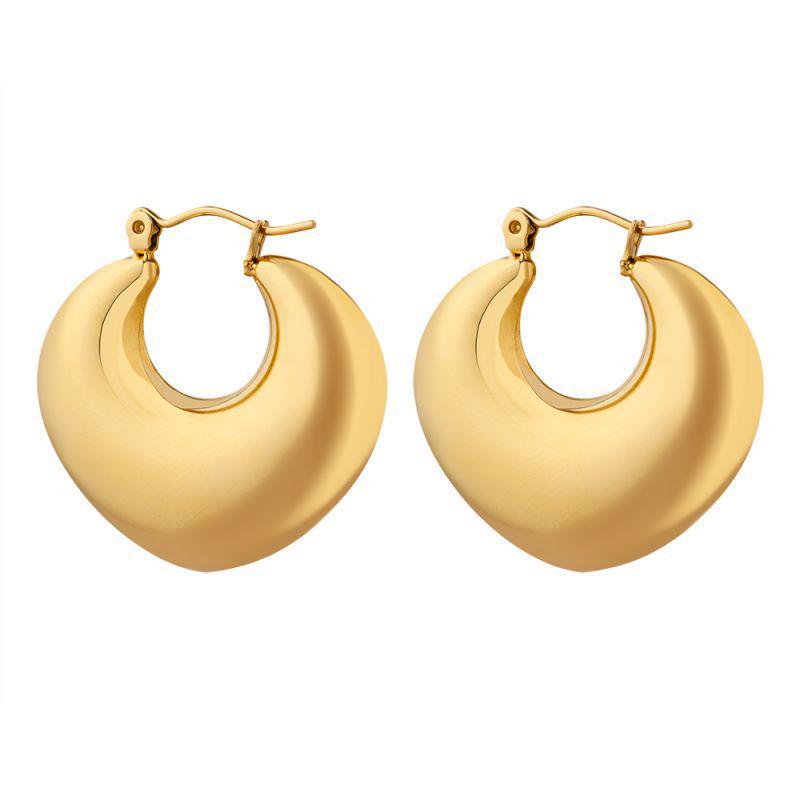 18K Gold Plated Stainless Steel Heart Earrings - Elegant, Versatile, and Luxurious