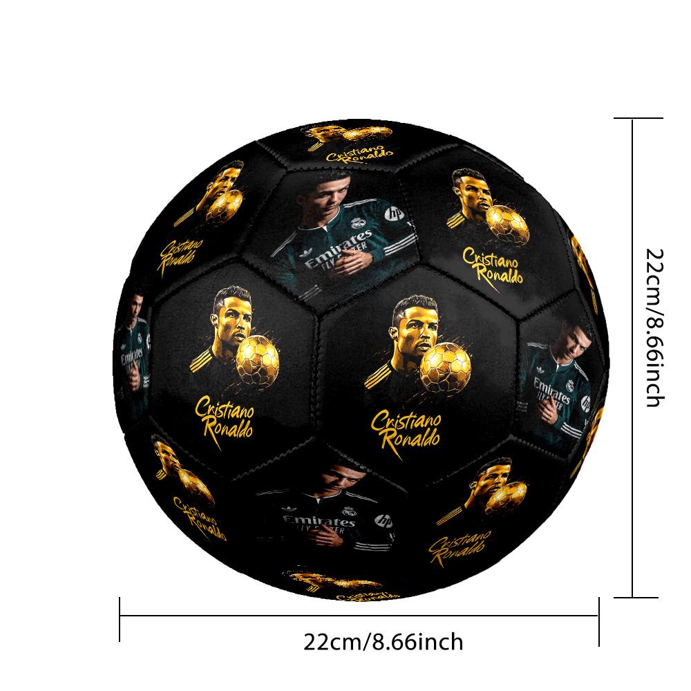 Bola de Futebol Ronaldo Golden Ronaldo Icon Tamanho 5 Costurada à Máquina Universal para Interior/Exterior Presente Único para Amantes de Futebol Presente Perfeito para Amigos