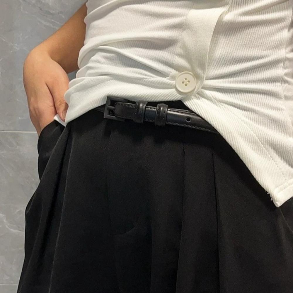 Pu Leather Candy Color Belt Elegant Dress Waistband Fashion Thin Waist Belt  Daily