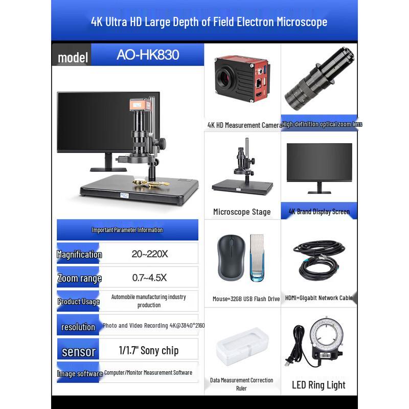 AOSVI 4K Video Industrial Inspection Microscope