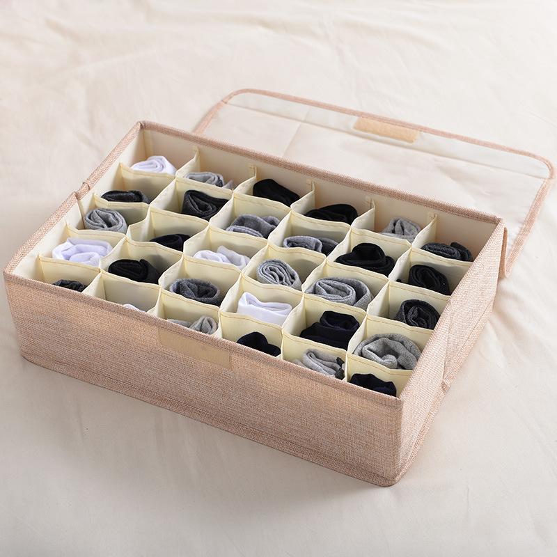 Foldable Fabric Storage Box - Dustproof Multi-Compartment Organizer for Underwear, Socks, Lingerie