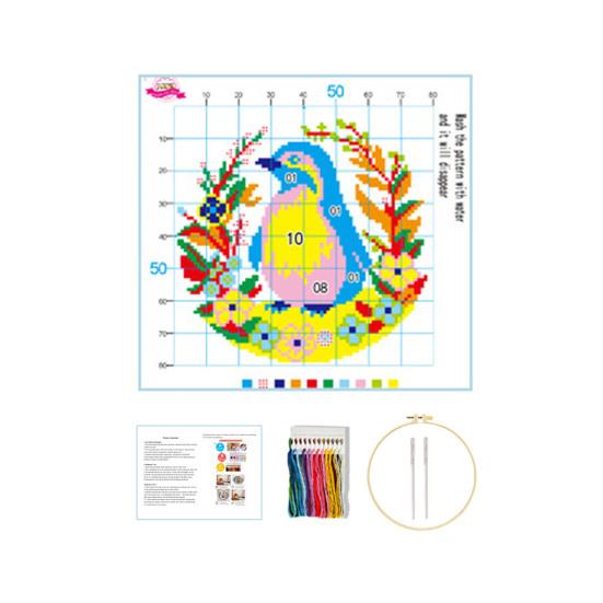 Embroidery Starter Kit for Beginners Cross Stitch Set with Floral Animal Landscape Patterns Pre-Printed Fabric Threads Needles Instructions DIY Craft