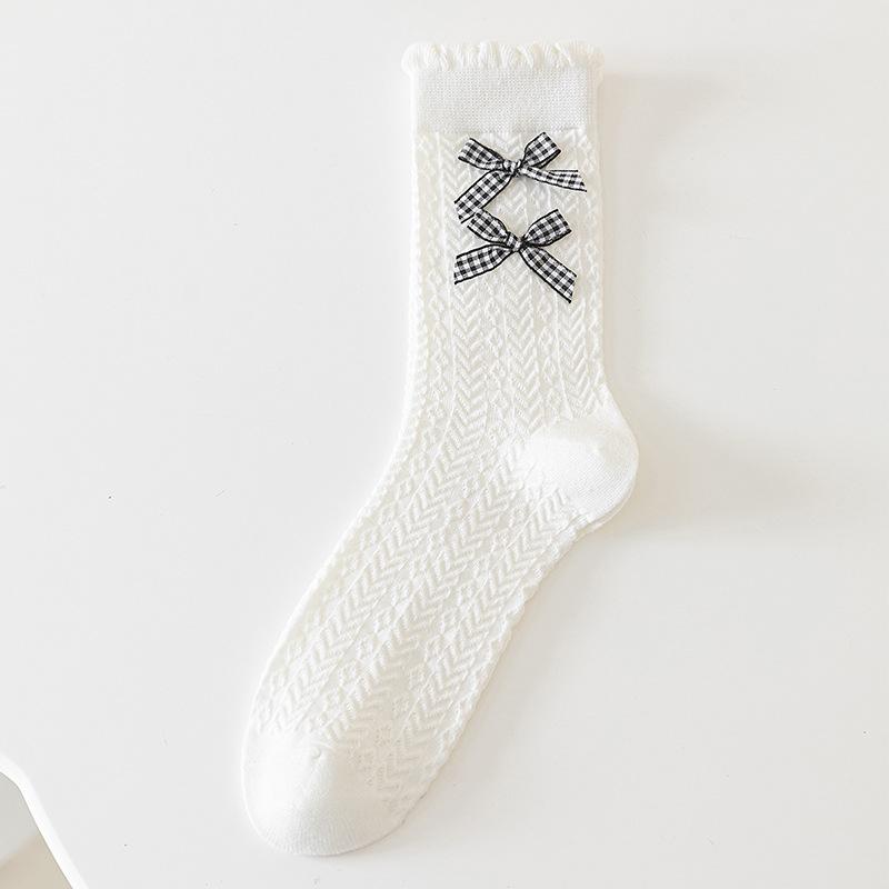

Женские носки до середины икры в корейском стиле с ленточным бантом One Size белый