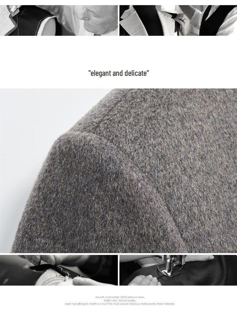 Men's Winter Woolen Overcoat with Detachable Down Liner, Double-Faced Wool, Regular Lapel for Middle-Aged Men.