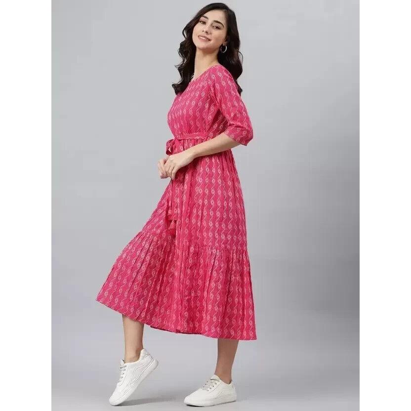 Kobiety Ubrania Imprezowe Dopasowana i Rozkloszowana Sukienka Kurta Top Tunika Mieszanka Bawełny Kurta Kurti VAF-521