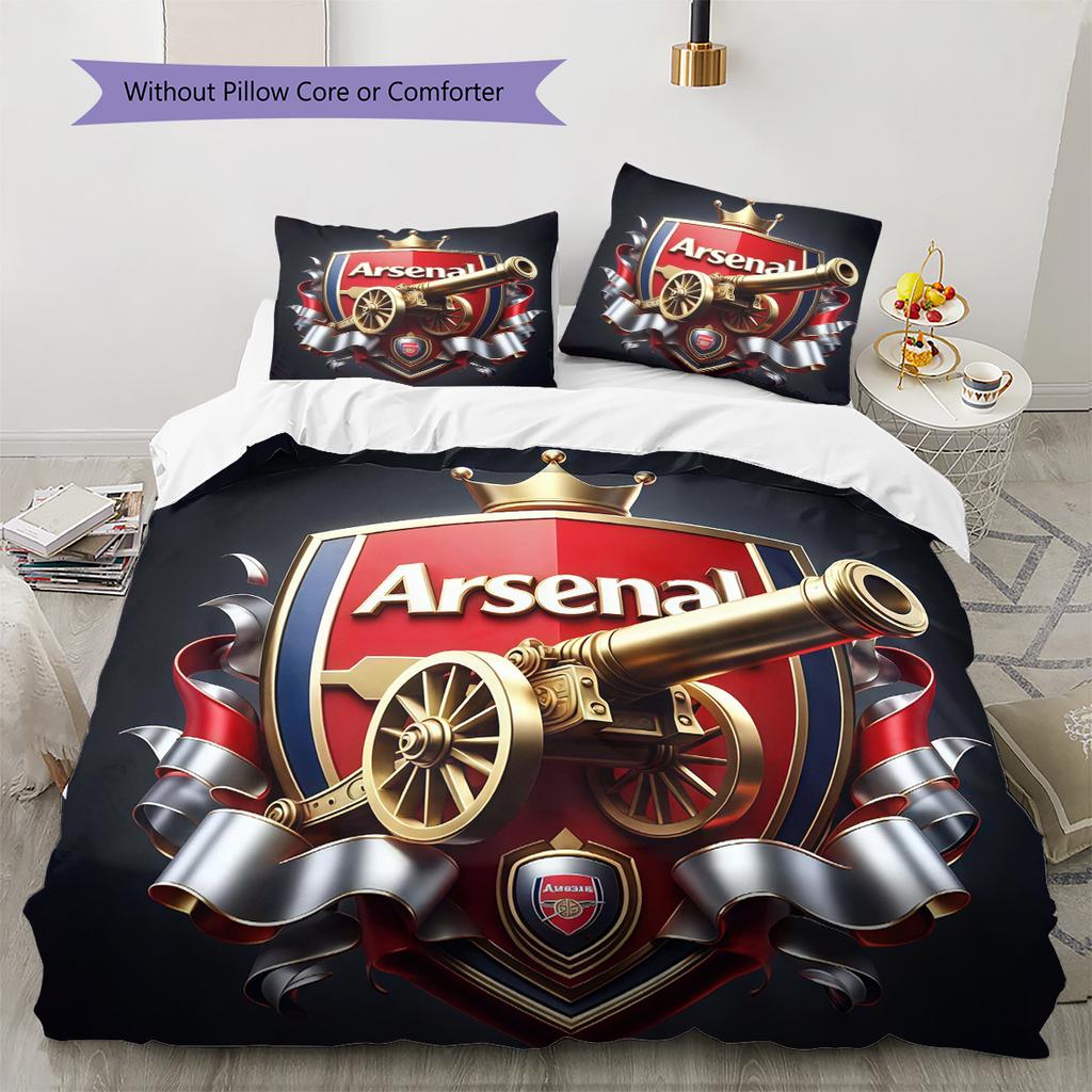 Logo The Gunners Zestaw pościeli z kołdrą Poszewka na kołdrę Poszewka na poduszkę Dekoracja domu Prezent urodzinowy (1 * poszwa na kołdrę + 2 * poszewki na poduszki, bez rdzenia)