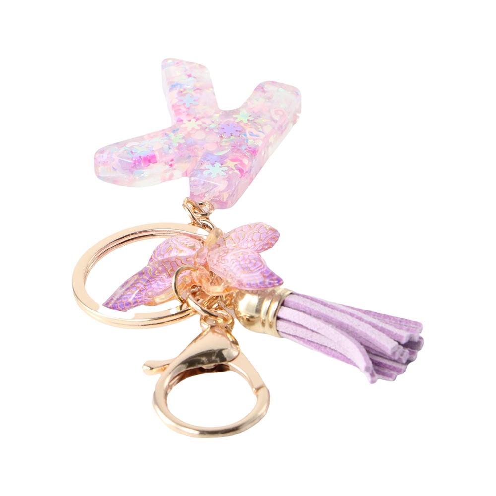 Initials Alphabet Purple Snowflakes Letter Keychain A To Z 26 Alphabet Keyring  Birthday Gifts