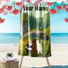 Name Custom We Bare Bears Print Beach Towel, Large Soft Quick Dry Towel for Beach Camping Swimming