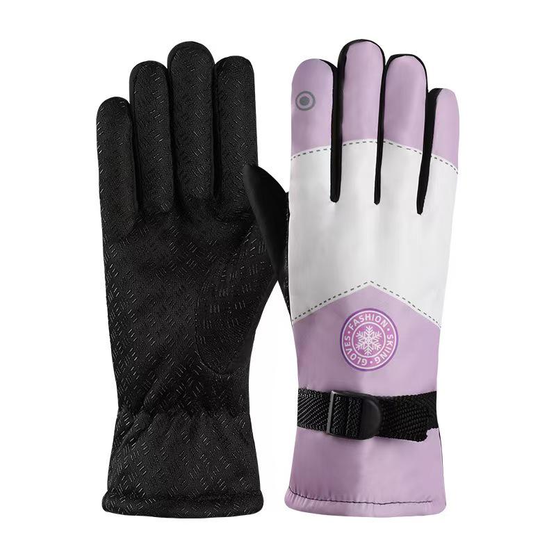 Popular Unisex Warm Waterproof Touchscreen Leather Cycling Gloves - Plush, Thick, Windproof for Winter