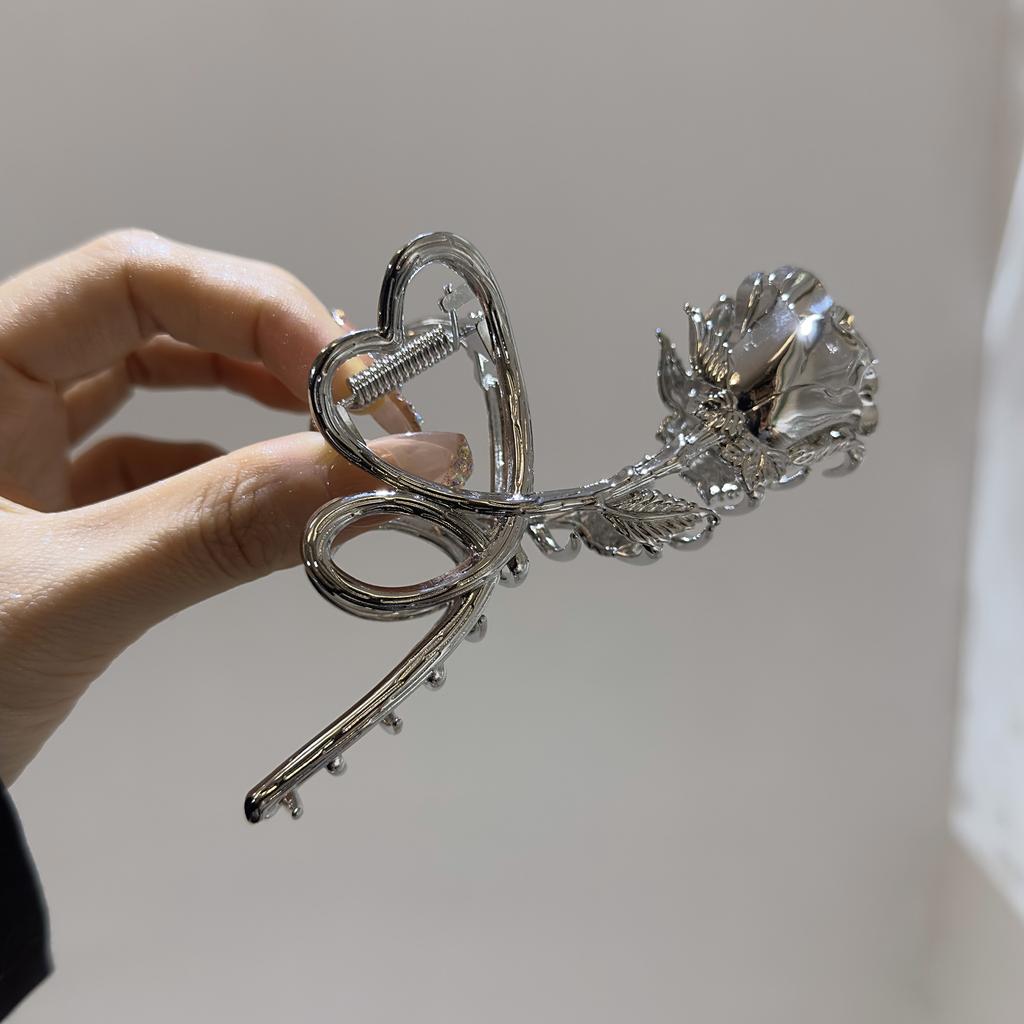 VANIKA Woman New Large Metal Rose Floral Hair Claw Crab Ladies Fashion Ponytail Clip Girls Hair Clips Headwear Hair Accessories