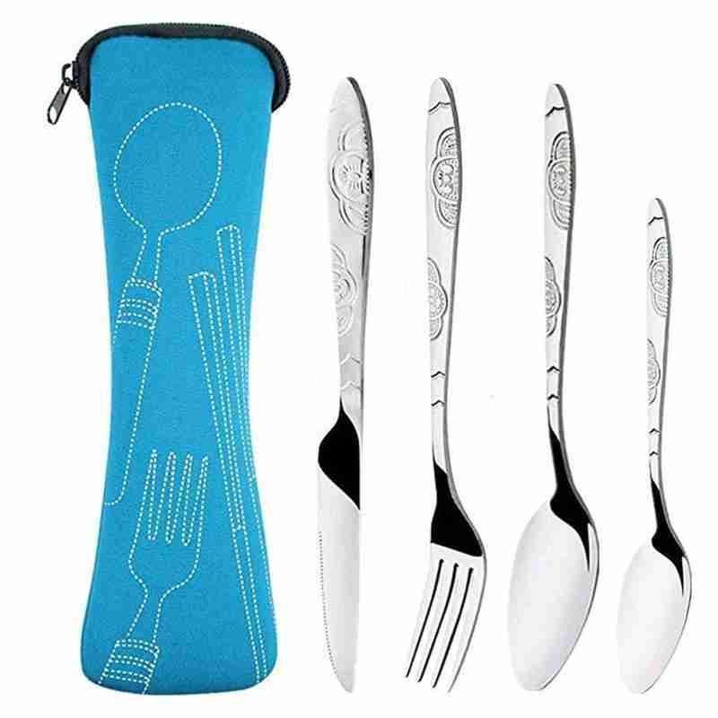 Portable Tableware Bag Spoon Fork Knife Cutlery Storage Bag Camping Utensils for Dinner Household Tool Travel Camping Spoon