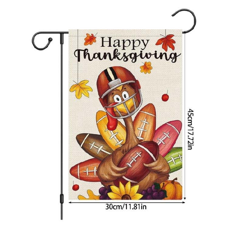 Helm Türkei Wendbare Gartenflagge 45x30cm/18x12in Saisonal Außen Thanksgiving Festival