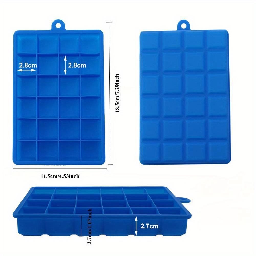 S víkem / Bez víka 24-otvorová silikonová miska na led Čtvercová krabička Pomocné jídlo Pyré Sýr Želé Forma Bar Kuchyňské nářadí Koktejl Kostka