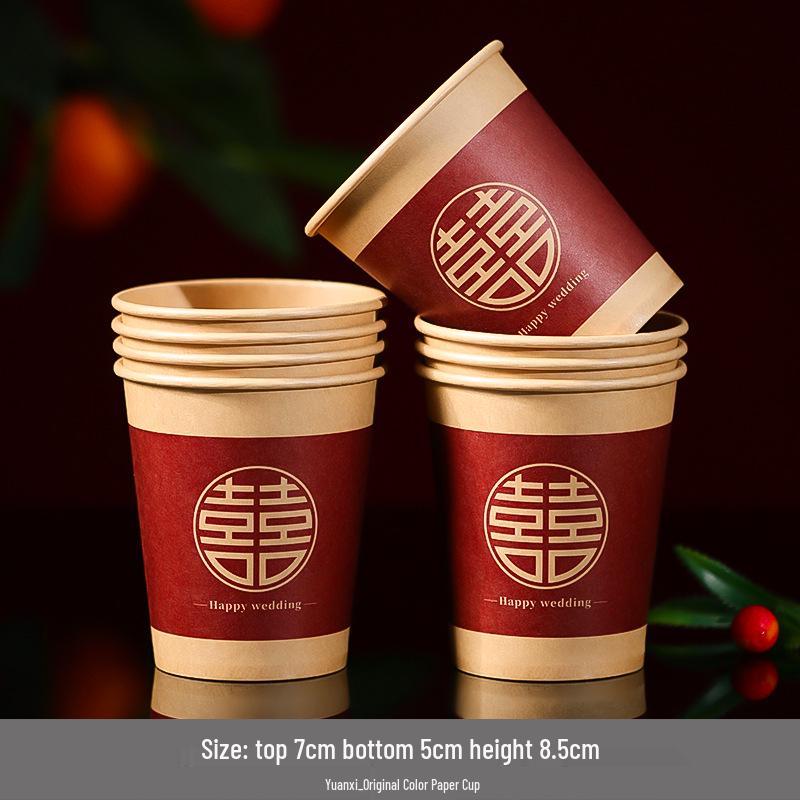 Elegant Disposable Red Wedding Paper Tea Cups