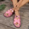 New Large Size Word with Slippers Women's Simple Summer Versatile Outer Wear Non-slip Velcro Soft Bottom Cool