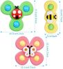 Ainiv Suction Cup Spinner Toys, 3 Pack Octopus Finger Fidget Spinners, Cartoon Bath Water Toys, Sensory Toys for Toddlers Kids Age 1-6