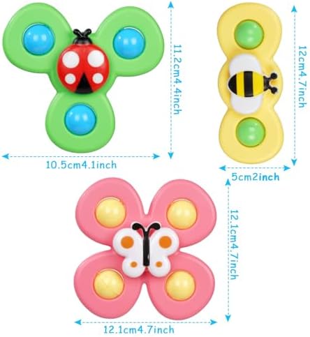 Ainiv Suction Cup Spinner Toys, 3 Pack Octopus Finger Fidget Spinners, Cartoon Bath Water Toys, Sensory Toys for Toddlers Kids Age 1-6