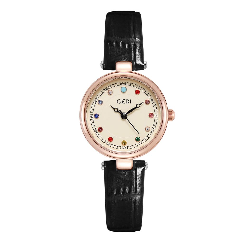 Fashion Colorful Rhinestone Student Watch Niche High-End Belt Watch Women'S Quartz Watch