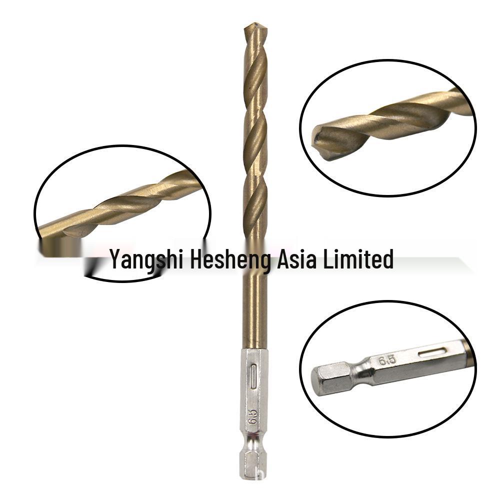 13PC Hexagonal Handle Titanium-Plated Twist Drill Bit Set (1.5-6.5mm) for Electric Drills and Screwdrivers