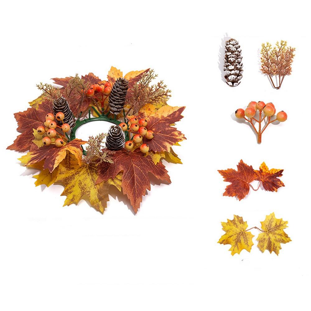 Fade Resistant Artificial Maple Mini Wreath Rustic Harvest Wreath Pumpkin Garland  Tabletop Decor