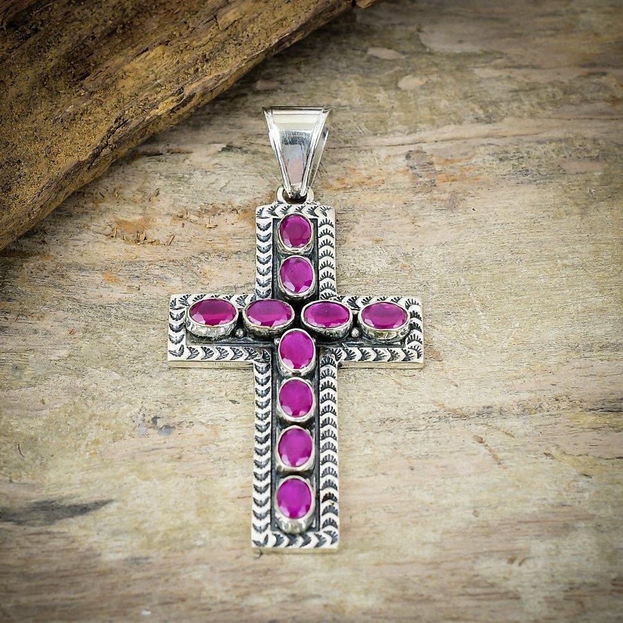 Red Jade Gemstone Handmade 925 Sterling Silver Jewelry Pendant 3.15" M-200