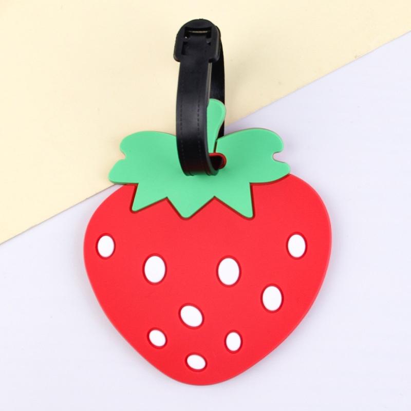 2 Stück Erdbeerform Kofferanhänger Kreativer Personalisierter Hängeanhänger Aufhänger Reise Bordkarte Neuer PVC Weicher Gummi Kofferanhänger
