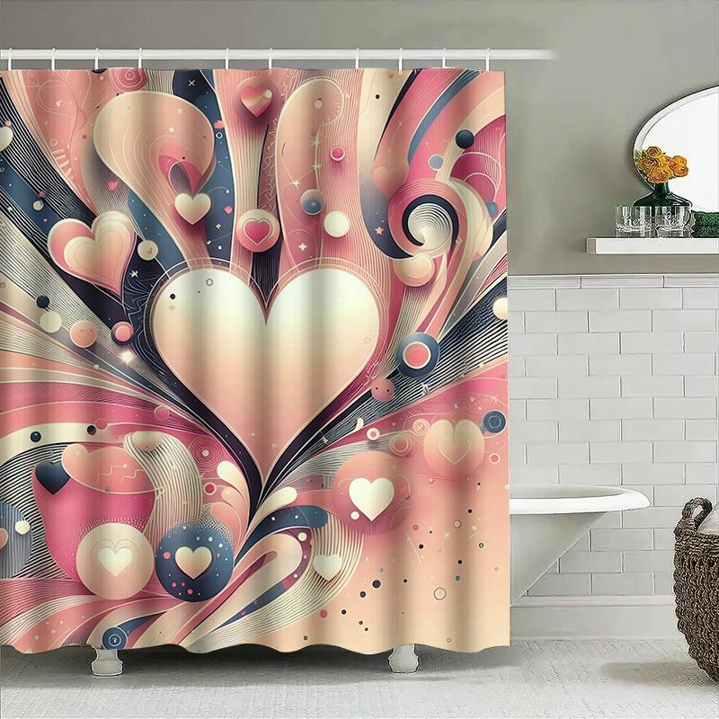 Whimsical Heart Art Shower Curtain For Bathroom Decoration