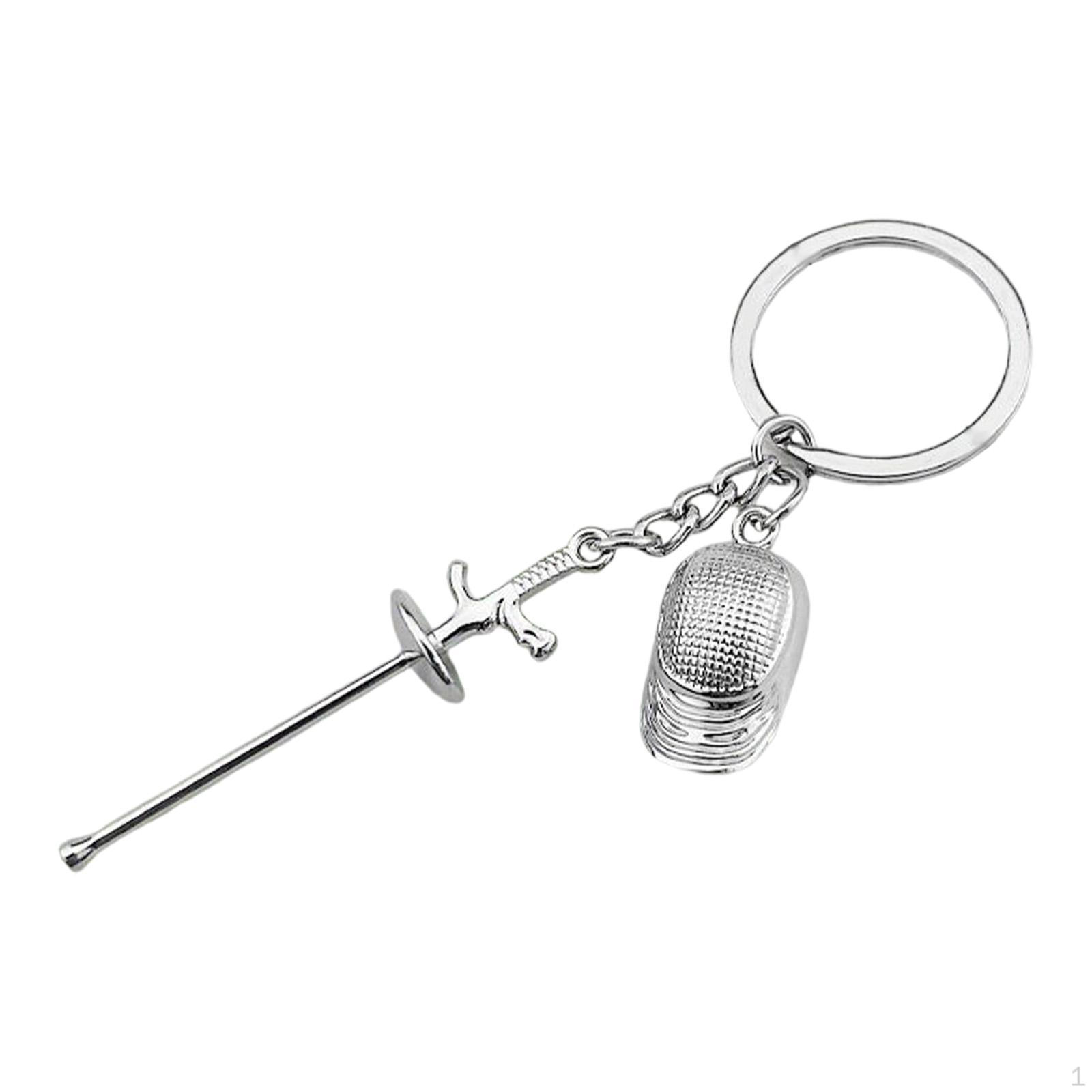

Fencing Keychain Pendant Chain Ring Zinc Alloy Phone Charm Souvenir for Christmas Lovers Athlete with Foil