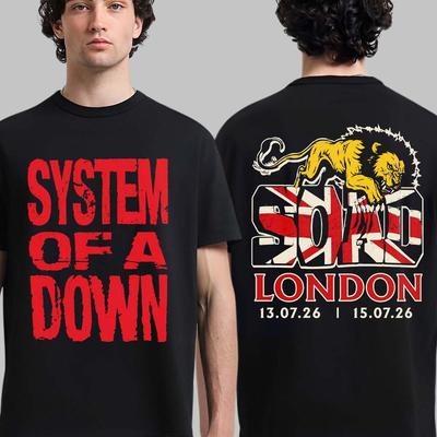 System of A Down SOAD London UK 2026 Tour Graphic Merch New Tshirt 100Cotton Unisexs Unisexs Y2k Popular Oversized Casual Tshirt