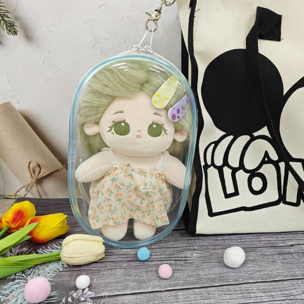 Průhledný 20cm bavlněný stojan na panenky PVC Multifunkční 20cm taška na panenky s sebou Zesílený stojan na panenky