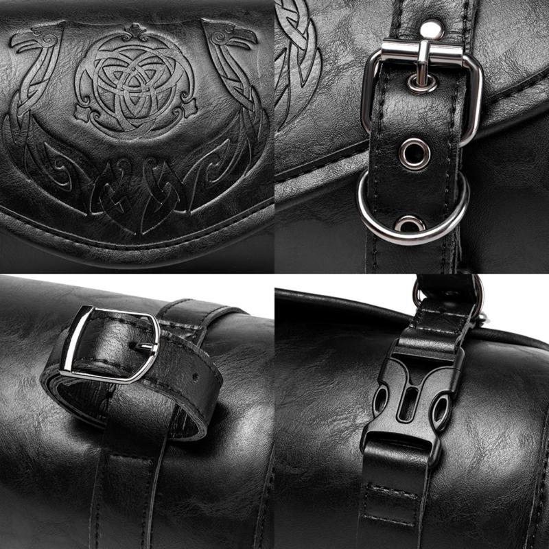 Motorcycle Front Tool Bag Gothic Style Design PU Leather Construction Waterproof Storage Easy Installation