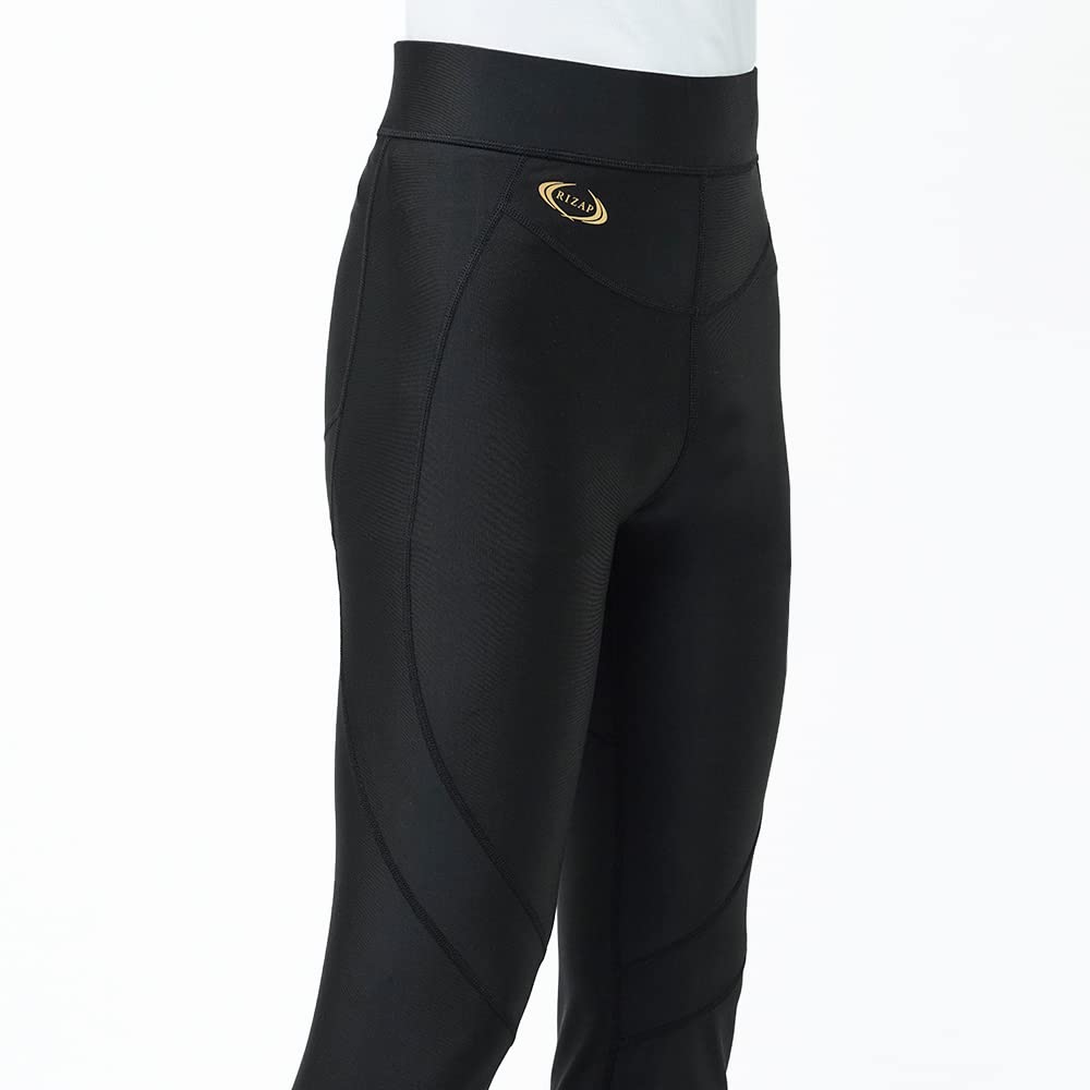 Gunze RIZAP Compression Size M Leggings, Hip-Lifting, 10-Length, Men's, Black,