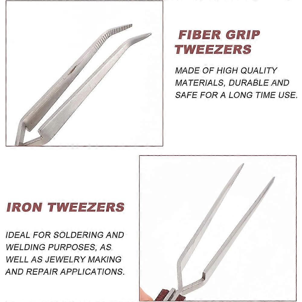 3pcs Precision Reverse Tweezers Non-Conductive, Heat Resistant, Anti-Magnetic Pointed & Curved Tips Tweezer Set
