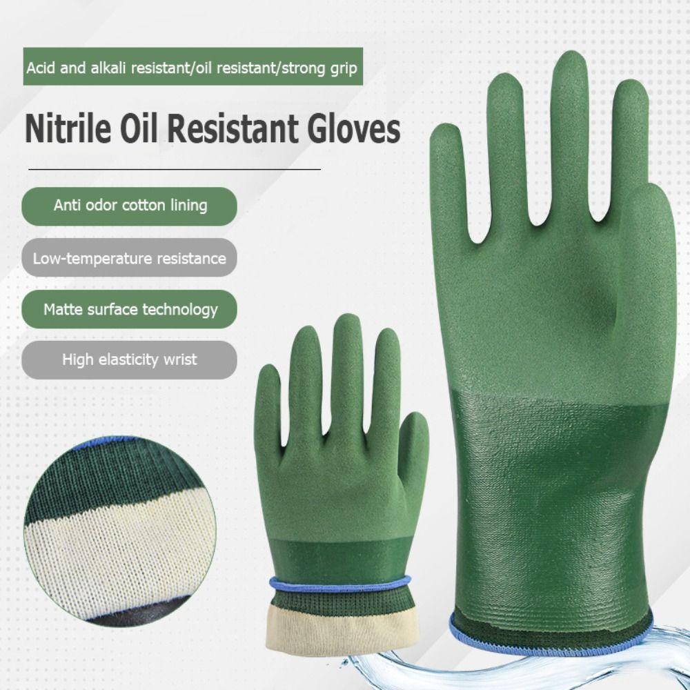 Full Palm Nitrile Gloves Thickened Chemical Proof Gloves Reusable Oil Resistant Gloves  Industrial