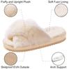 Fashion Litfun Fuzzy House Slippers For Women Fluffy Fur Slippers Warm Fur Slides Thick Bottom Cross Band Plush Lining Women's Slippers
