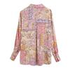 Ur Spring New Women's Silk Satin Texture Printed Shirt